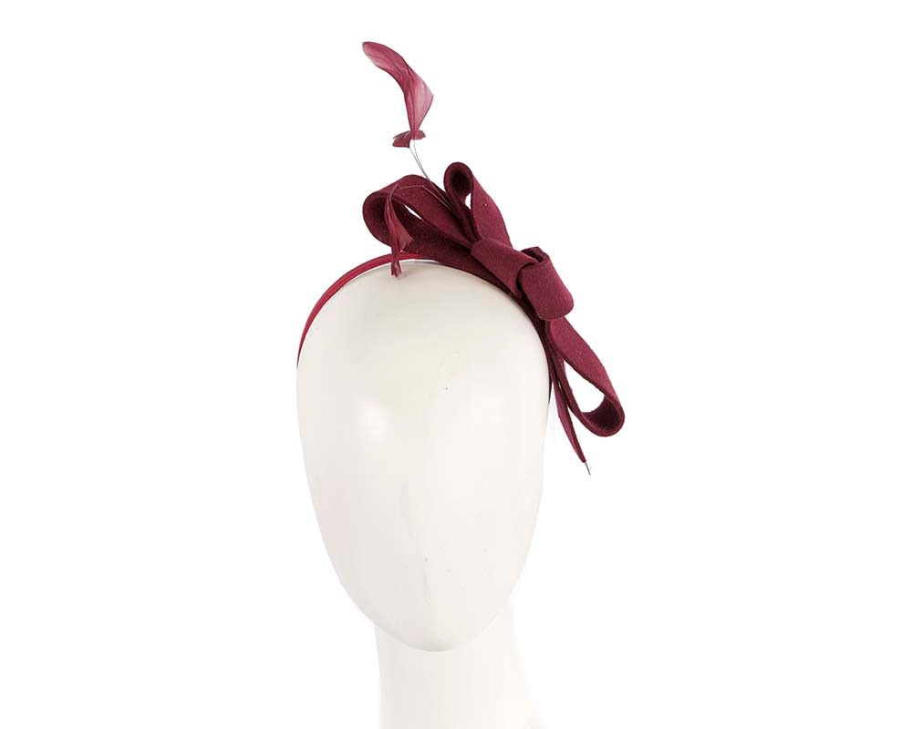 Fascinators Online - Wine felt bow winter fascinator