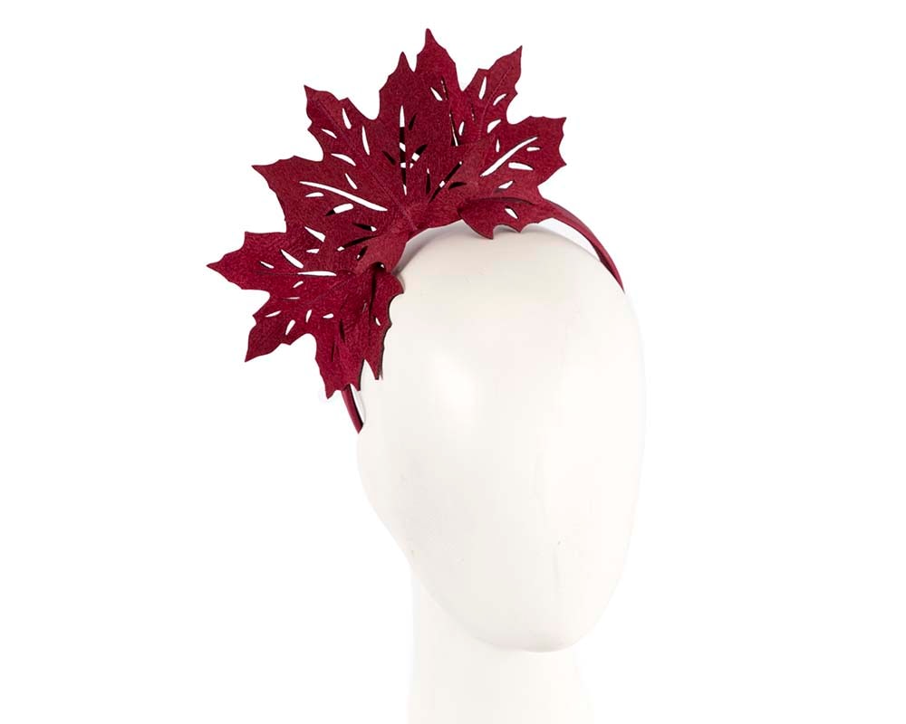 Fascinators Online - Burgundy Laser Cut felt Maple Leaves on a Headband