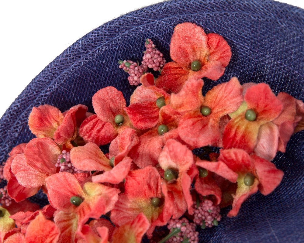 Fancy royal blue & coral fascinator by Max Alexander - Image 3