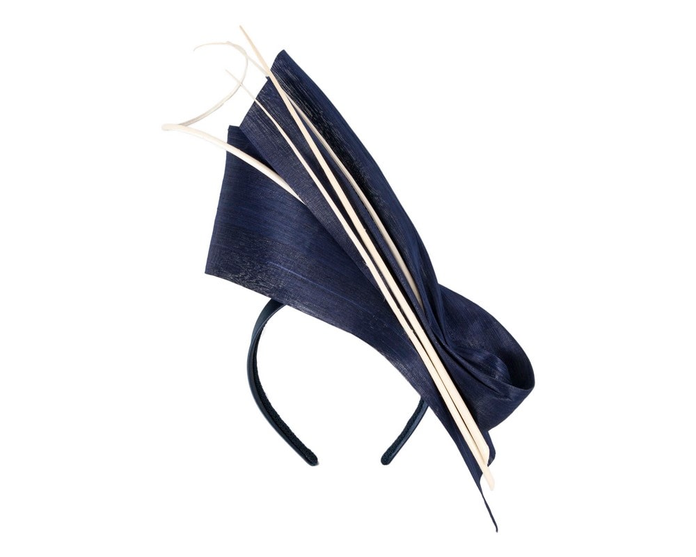 Fascinators Online - Bespoke navy & white fascinator by Fillies Collection