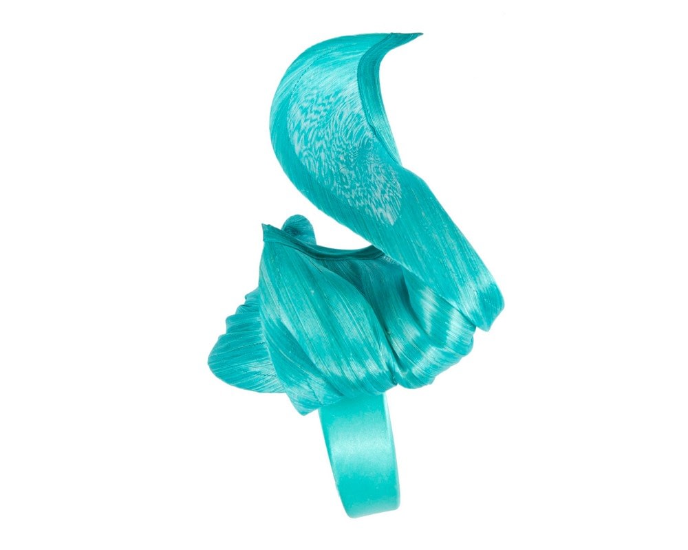 Bespoke turquoise racing fascinator by Fillies Collection - Image 3