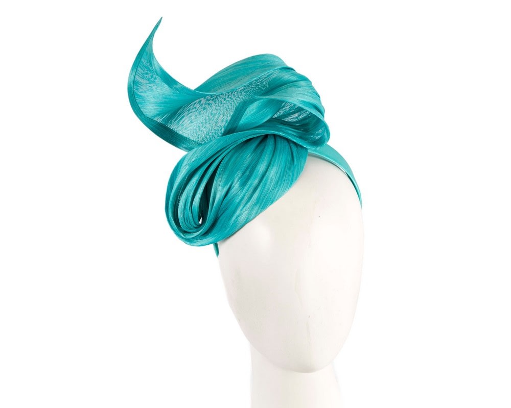 Fascinators Online - Bespoke turquoise racing fascinator by Fillies Collection
