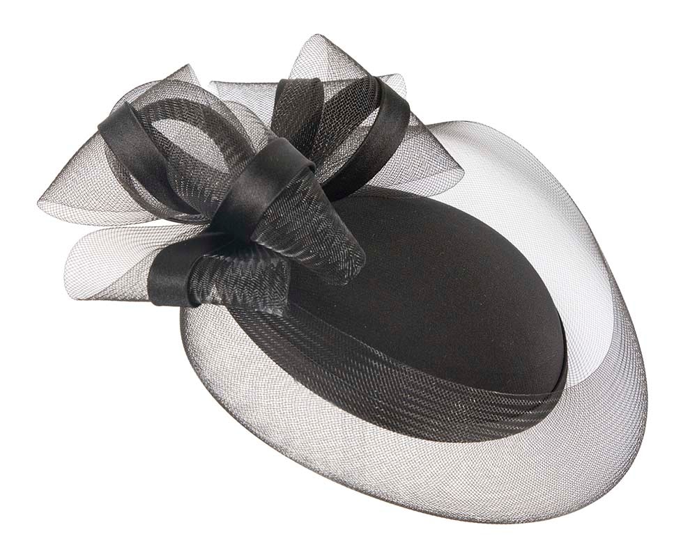 Fascinators Online - Black custom made cocktail hat by Cupids Millinery
