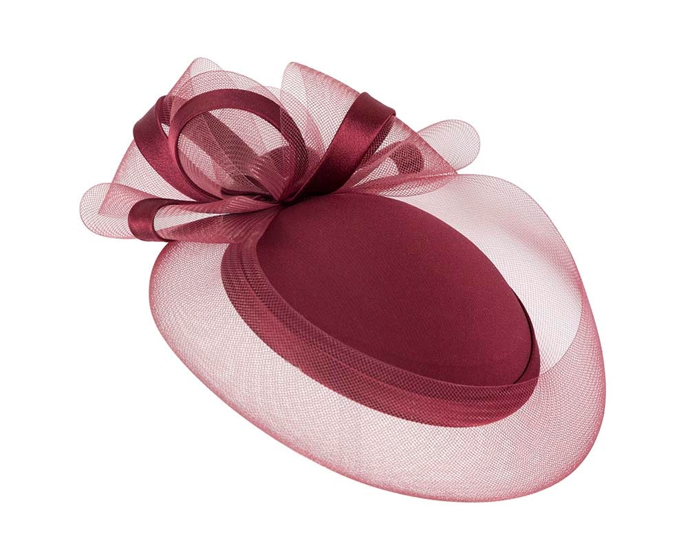 Fascinators Online - Burgundy wine custom made cocktail hat by Cupids Millinery