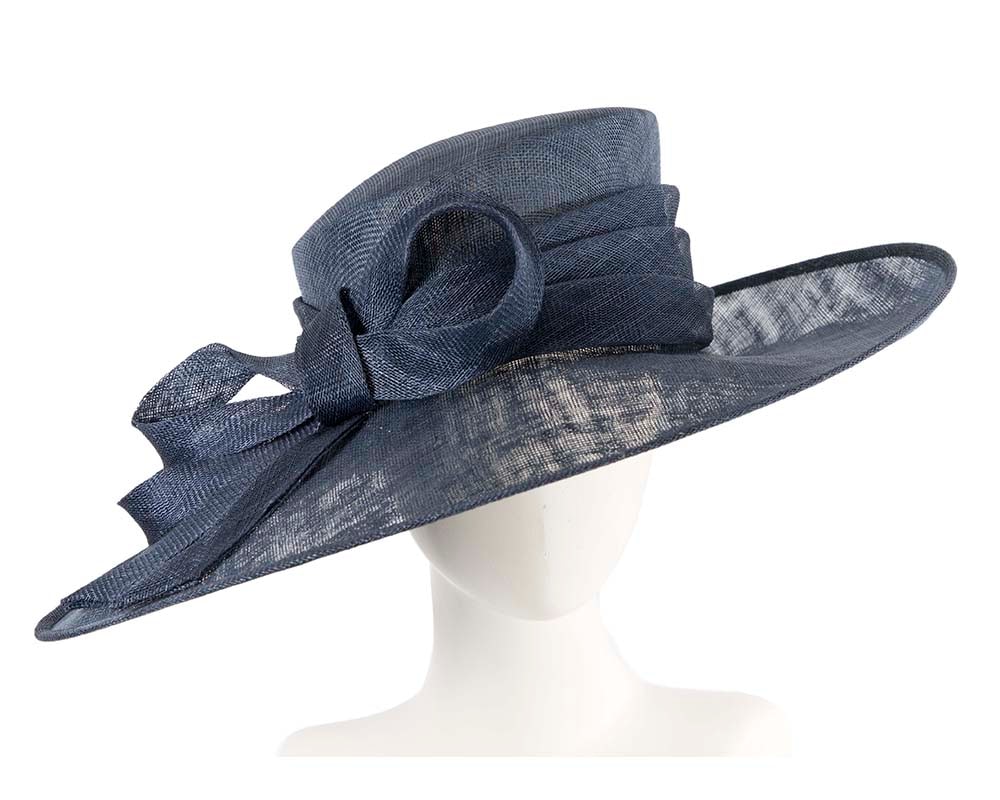 Fascinators Online - Exclusive navy sinamay hat by Max Alexander