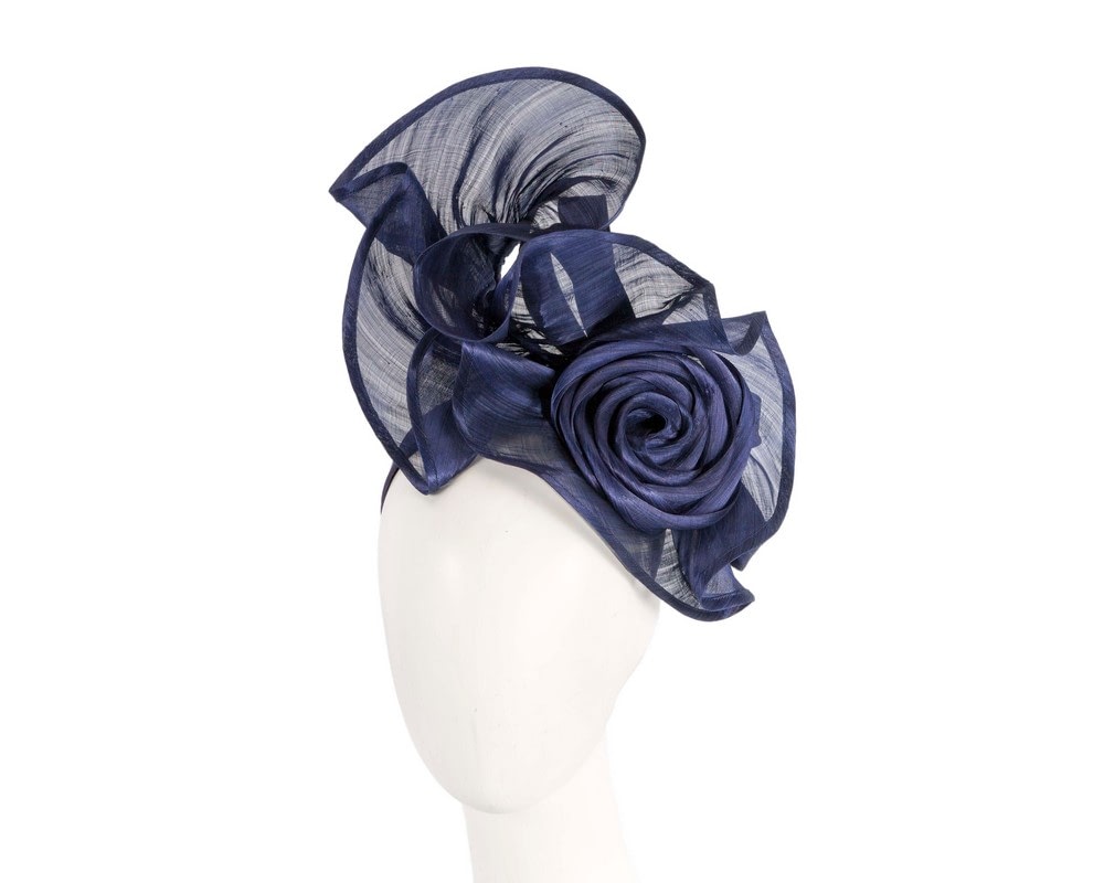 Fascinators Online - Navy sculptured silk abaca fascinator by Fillies Collection