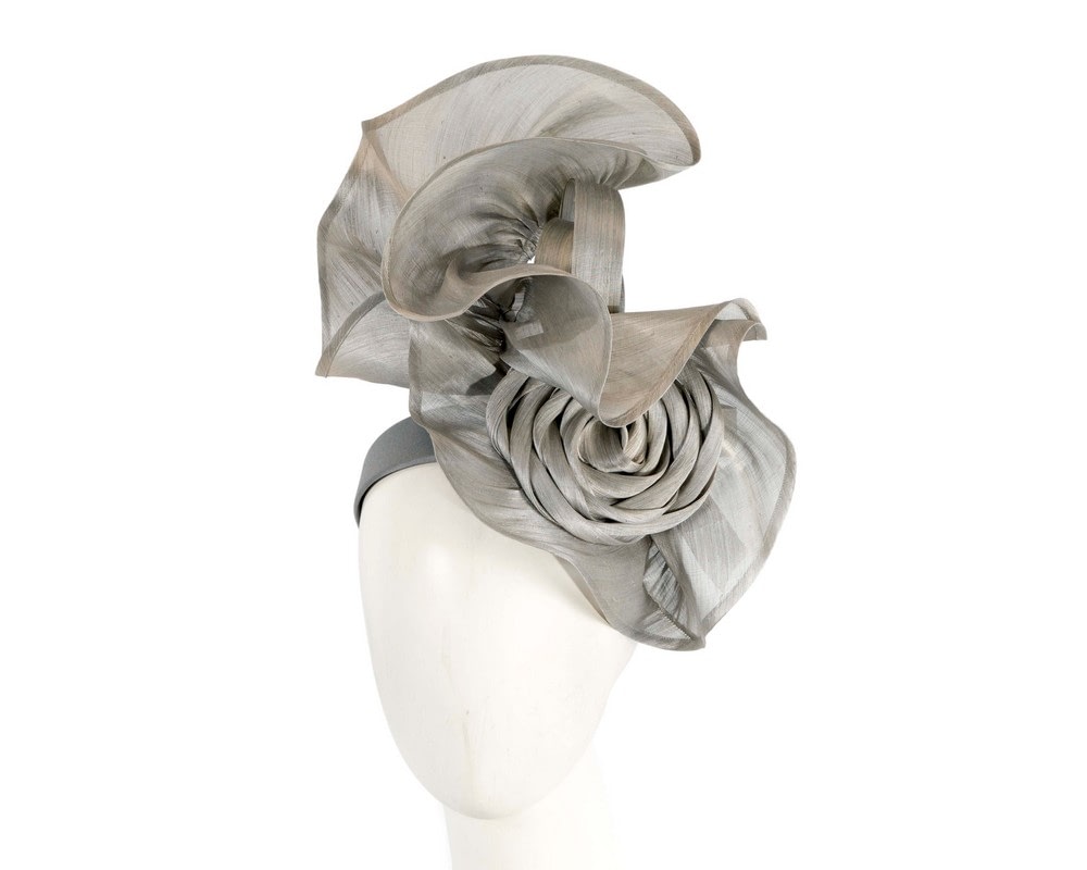 Fascinators Online - Silver sculptured silk abaca fascinator by Fillies Collection