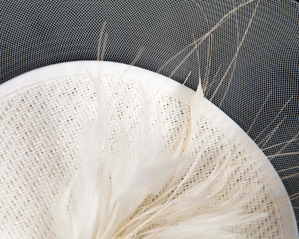 Tall white fascinator with feathers by Fillies Collection - Fascinators Online Tall white fascinator with feathers by Fillies Collection - Image 3