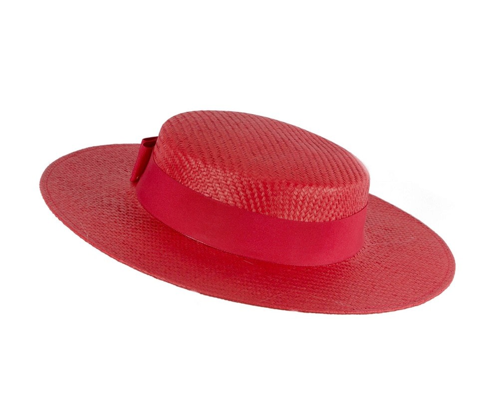 Fascinators Online - Red boater hat by Max Alexander