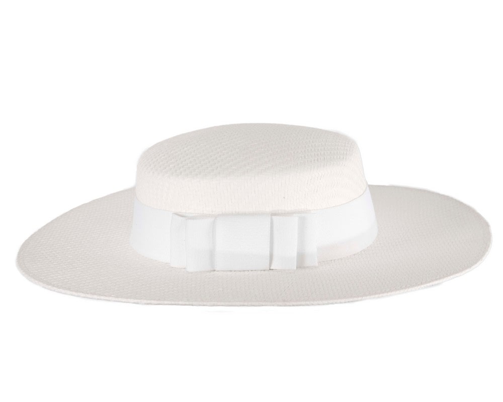 White boater hat by Max Alexander - Fascinators Online White boater hat by Max Alexander - Image 6