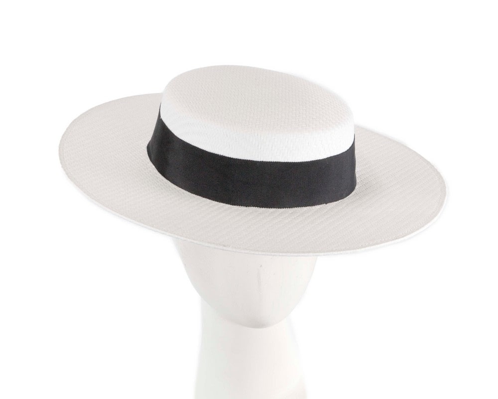 Fascinators Online - White & black boater hat by Max Alexander