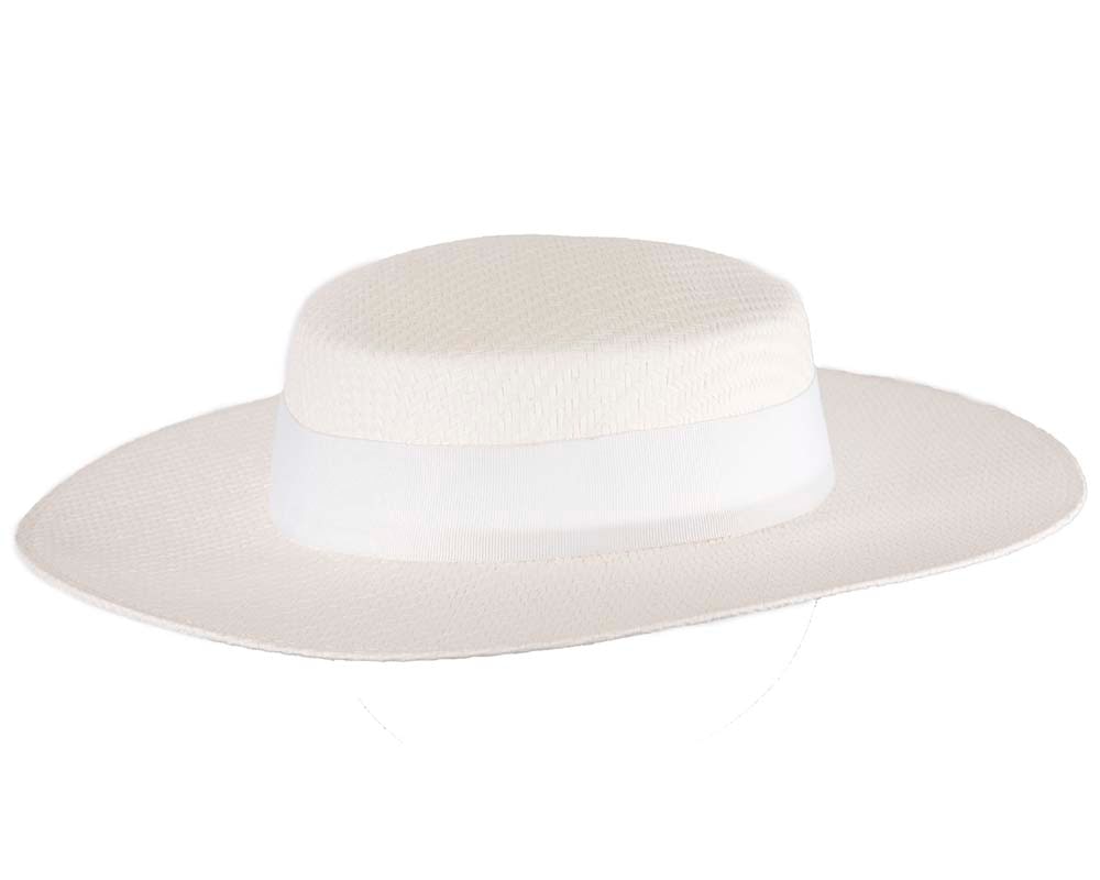 White boater hat by Max Alexander - Fascinators Online White boater hat by Max Alexander - Image 4