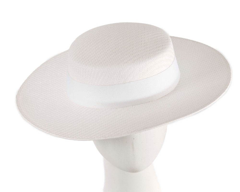 Fascinators Online - White boater hat by Max Alexander