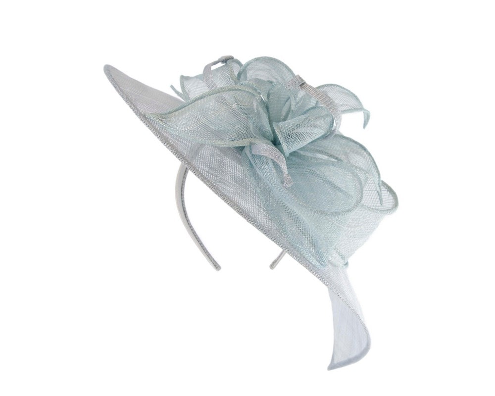 Wide brim light blue sinamay fascinator hat by Max Alexander - Image 6