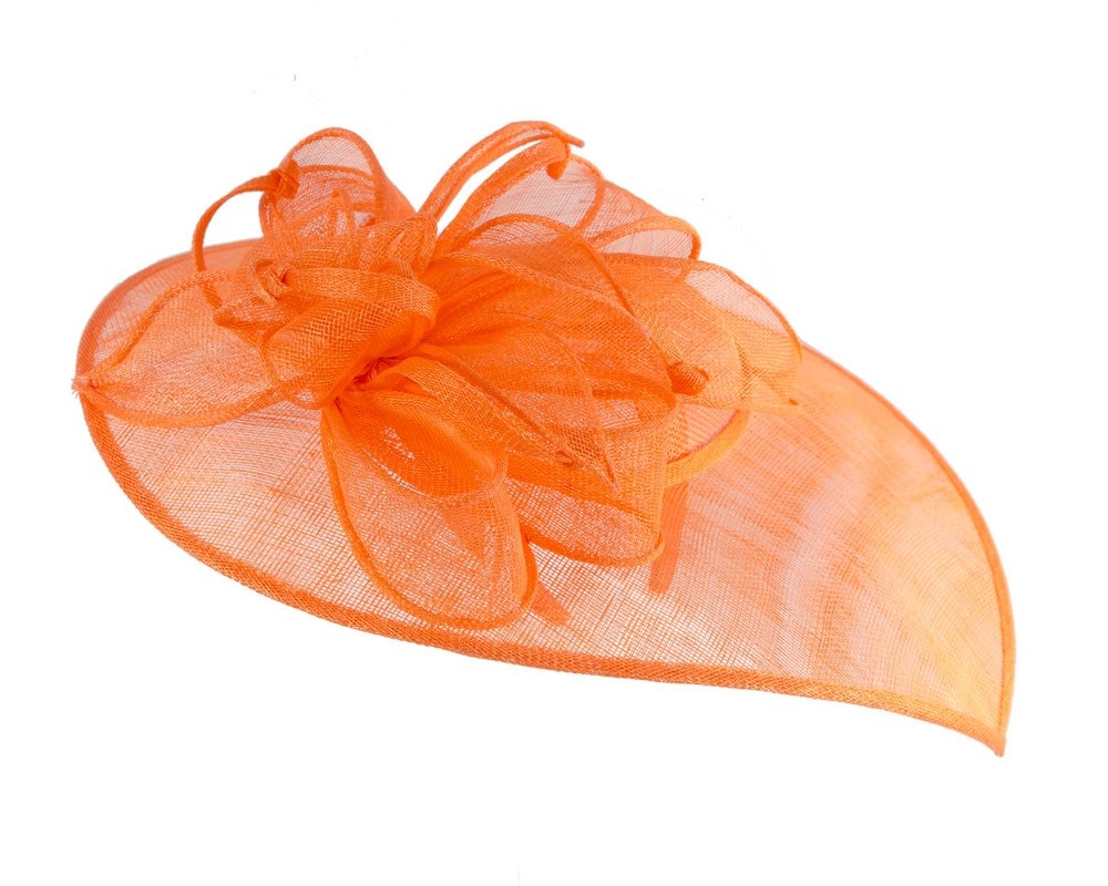 Wide brim orange sinamay fascinator hat by Max Alexander - Image 6