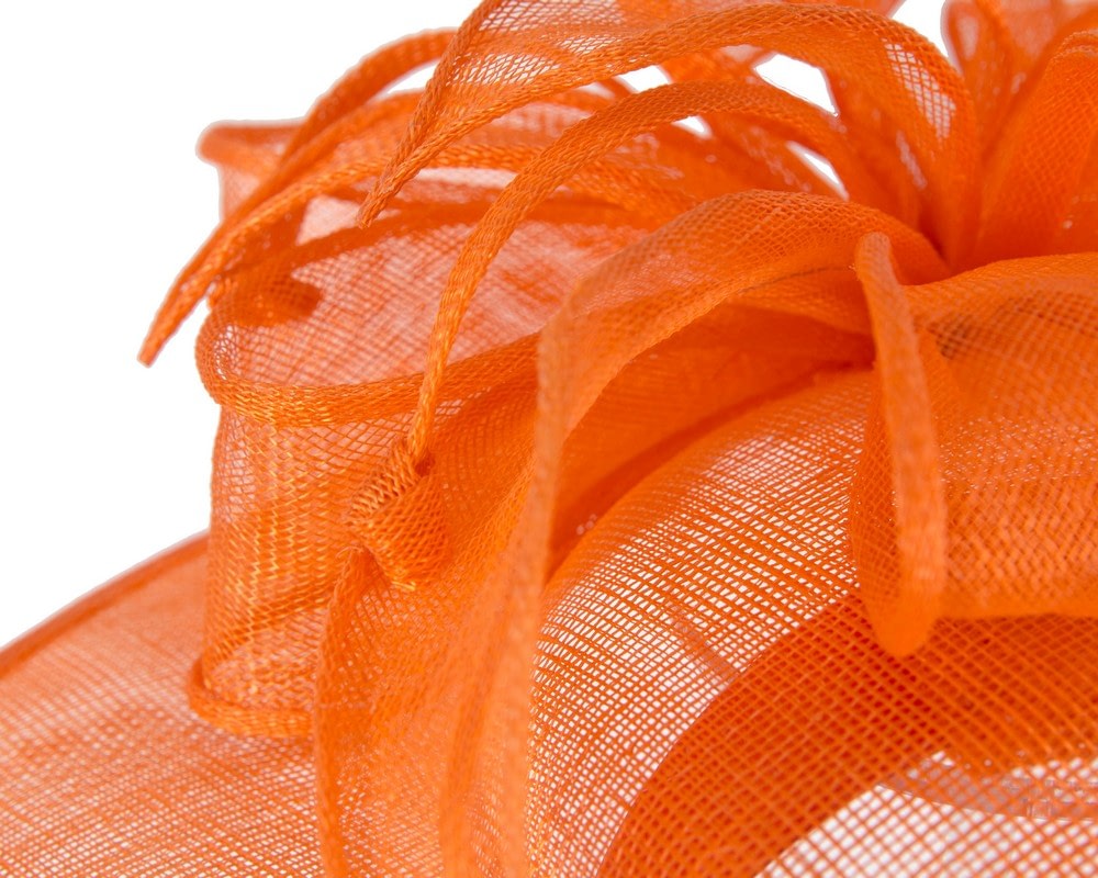 Wide brim orange sinamay fascinator hat by Max Alexander - Image 5