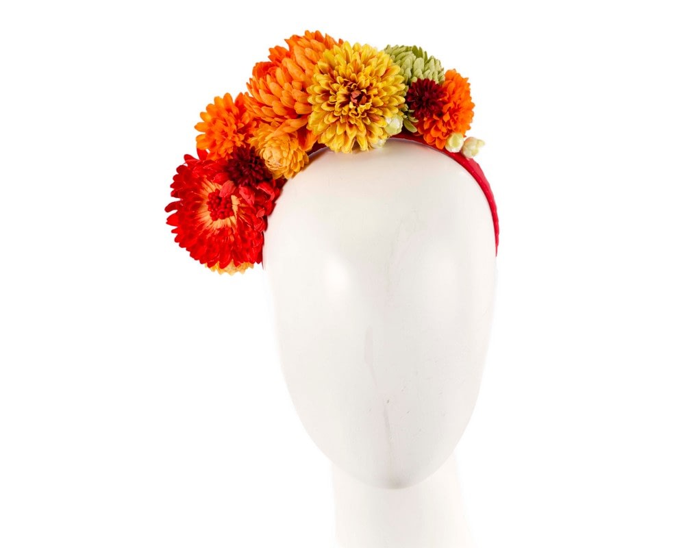Fascinators Online - Multi-tone orange flower arrangement on the headband
