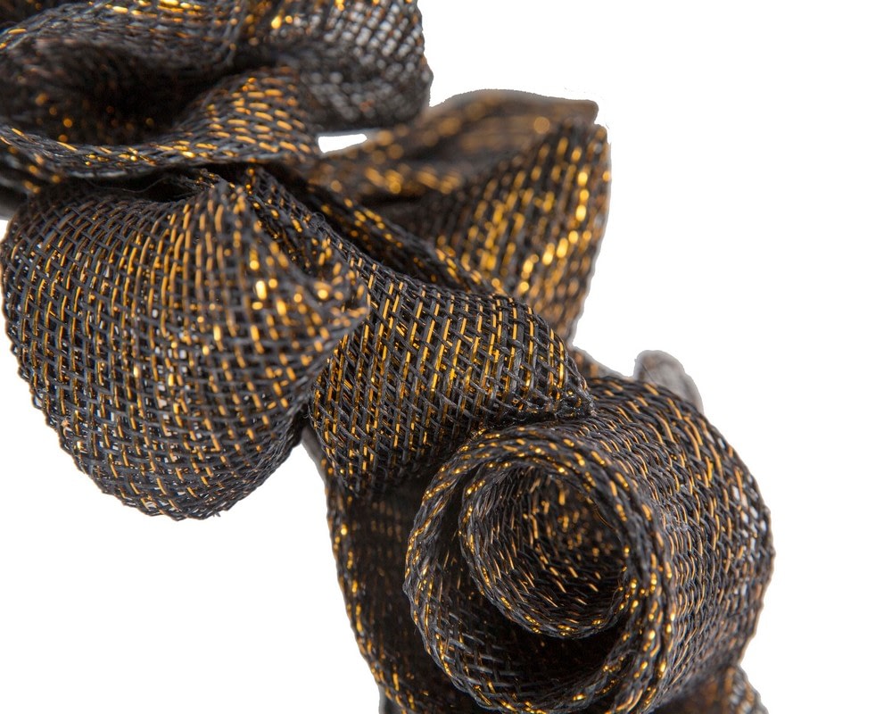 Black & gold curly racing fascinator by Max Alexander - Fascinators Online Black & gold curly racing fascinator by Max Alexander - Image 3