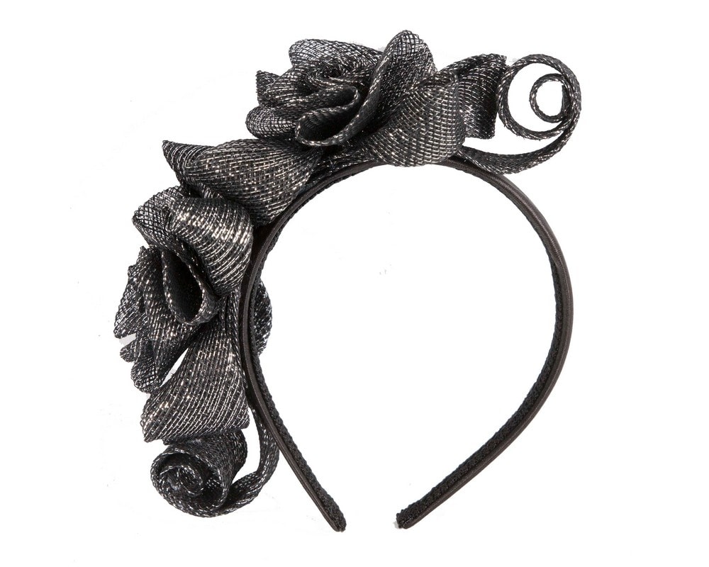 Black & silver curly racing fascinator by Max Alexander - Fascinators Online Black & silver curly racing fascinator by Max Alexander - Image 4