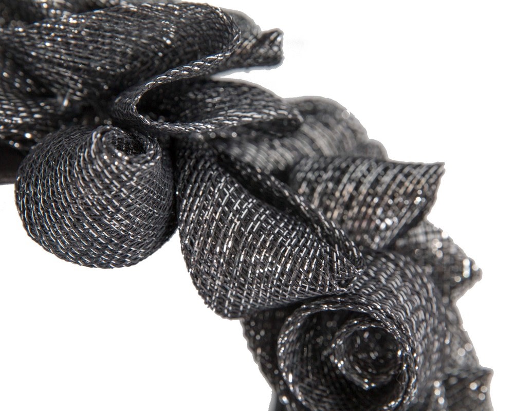 Black & silver curly racing fascinator by Max Alexander - Fascinators Online Black & silver curly racing fascinator by Max Alexander - Image 3