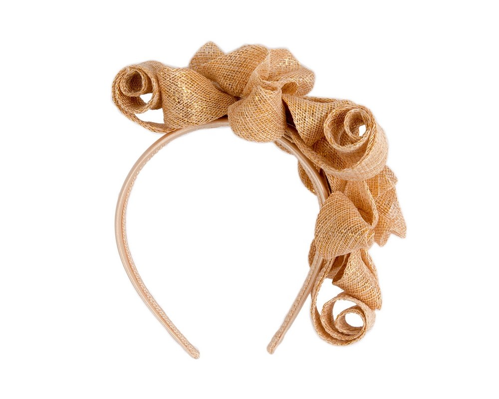 Fascinators Online - Gold curly racing fascinator by Max Alexander