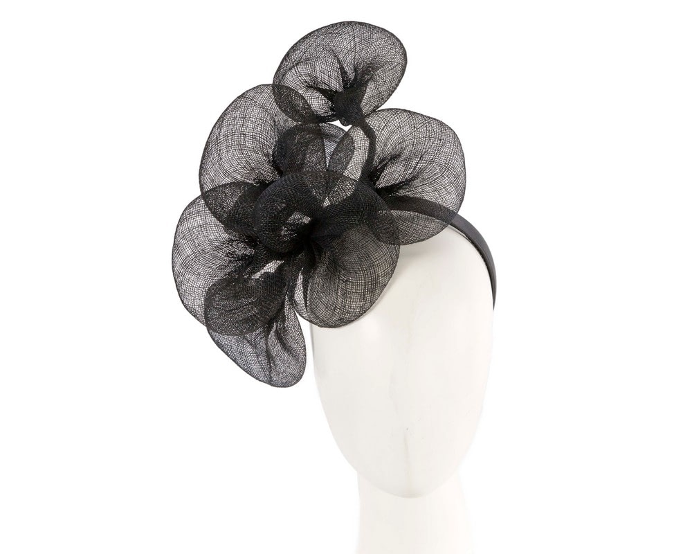 Fascinators Online - Black sinamay flower fascinator by Max Alexander