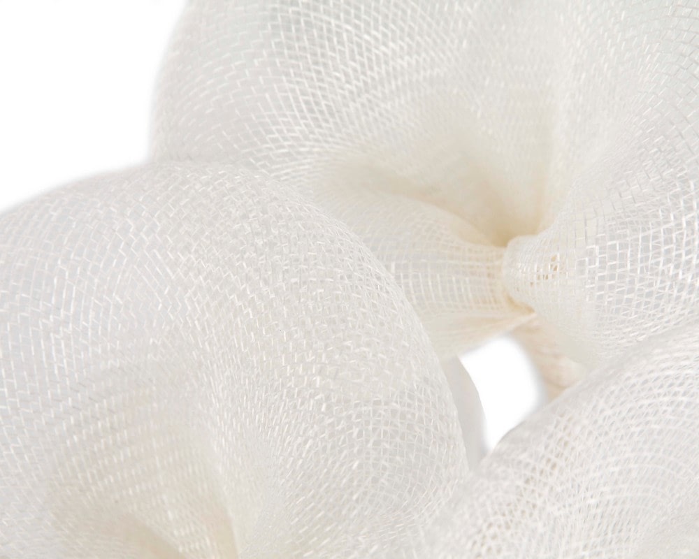 White sinamay flower fascinator by Max Alexander - Image 3