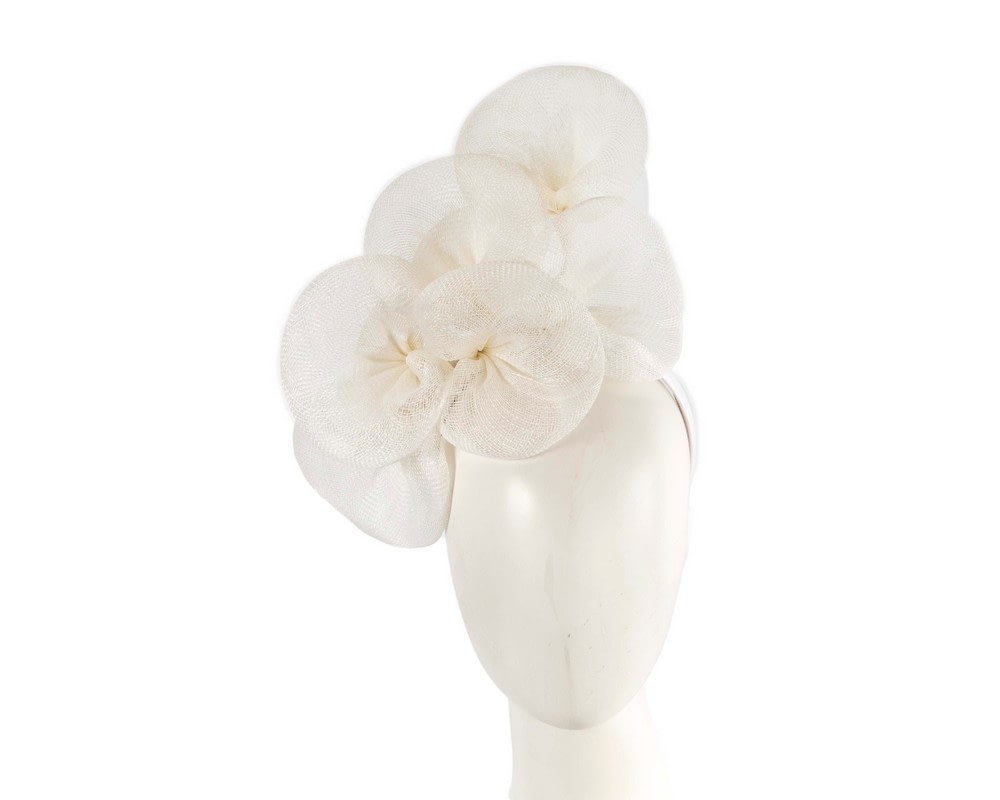 Fascinators Online - White sinamay flower fascinator by Max Alexander