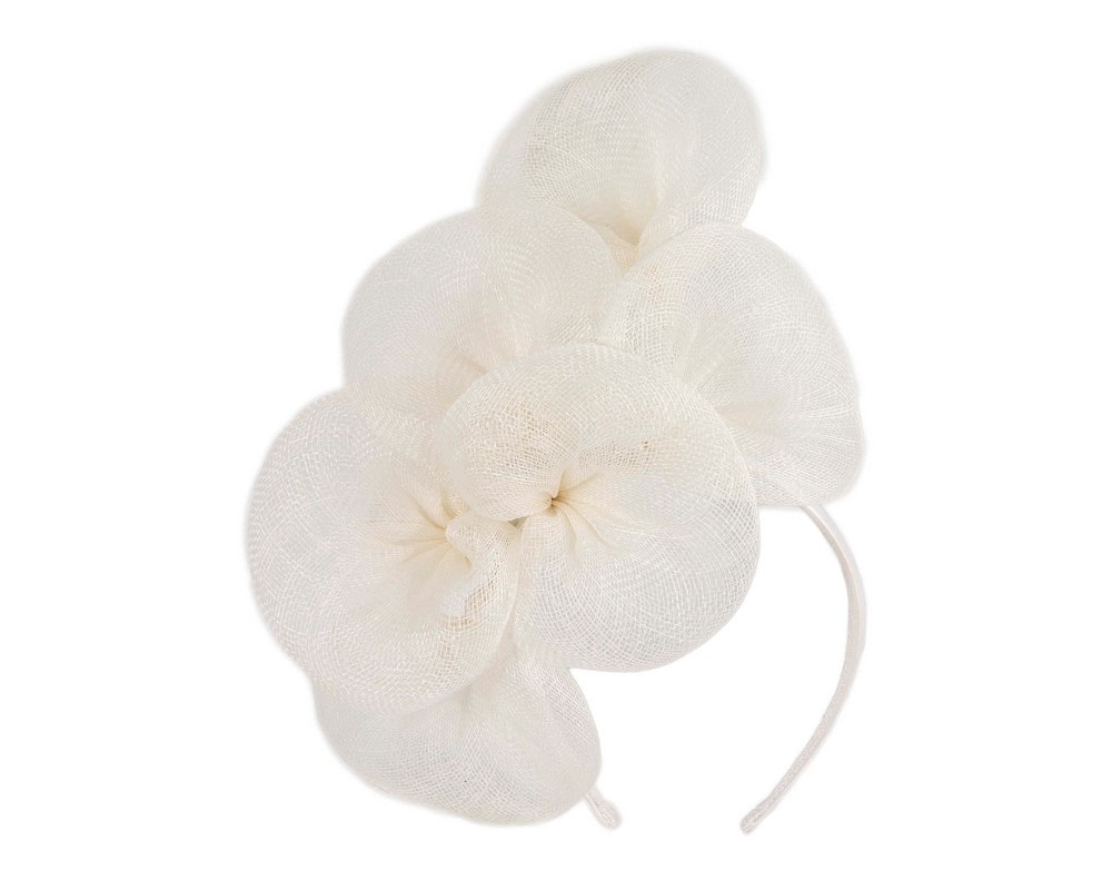 Fascinators Online - White sinamay flower fascinator by Max Alexander