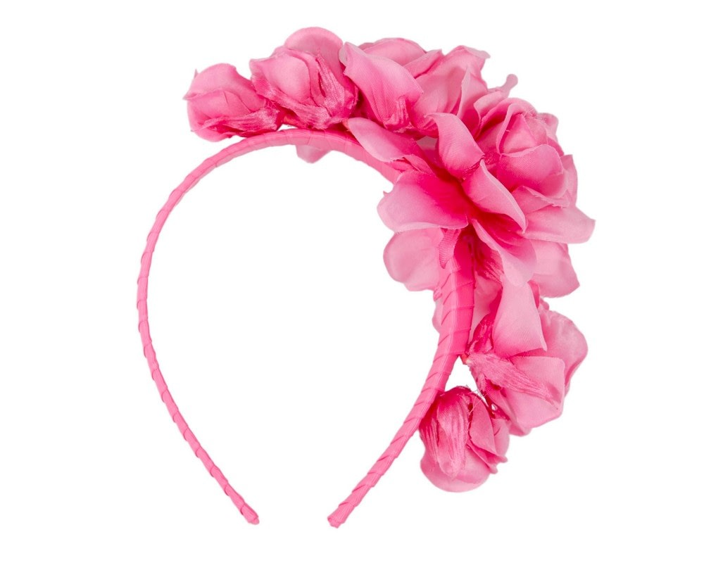 Hot pink flower headband fascinator by Max Alexander - Fascinators Online Hot pink flower headband fascinator by Max Alexander - Image 4