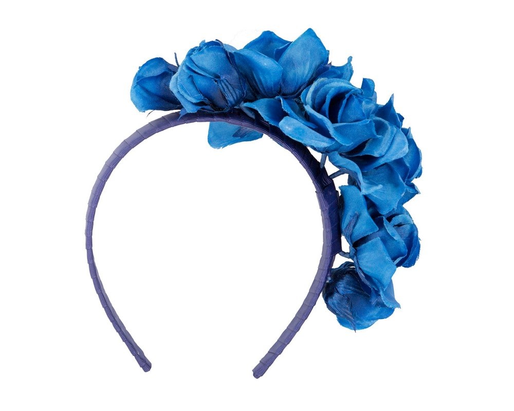 Royal blue flower headband fascinator by Max Alexander - Fascinators Online Royal blue flower headband fascinator by Max Alexander - Image 4