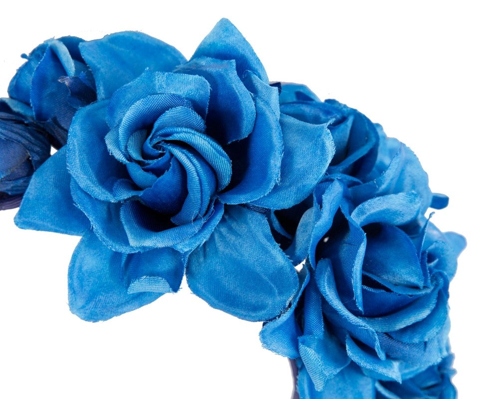 Royal blue flower headband fascinator by Max Alexander - Fascinators Online Royal blue flower headband fascinator by Max Alexander - Image 3