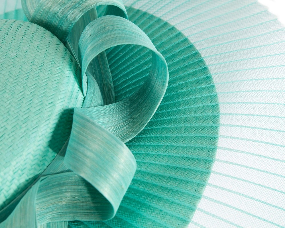 Aqua wide brim boater hat by Fillies Collection - Image 5