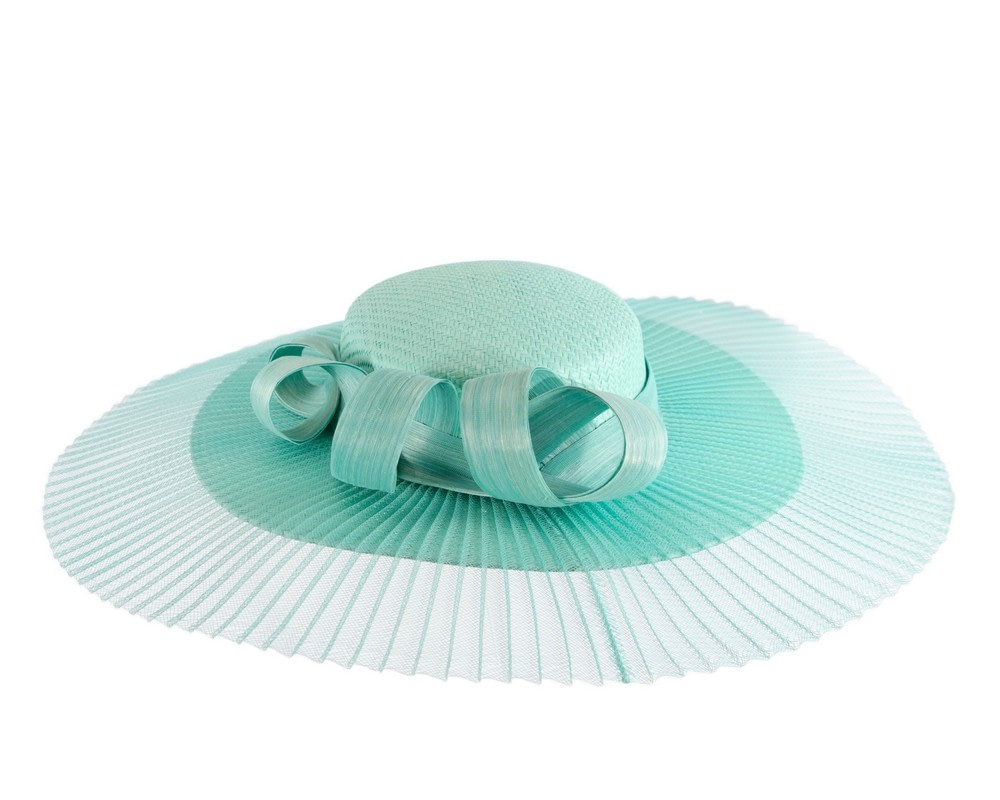 Aqua wide brim boater hat by Fillies Collection - Image 3