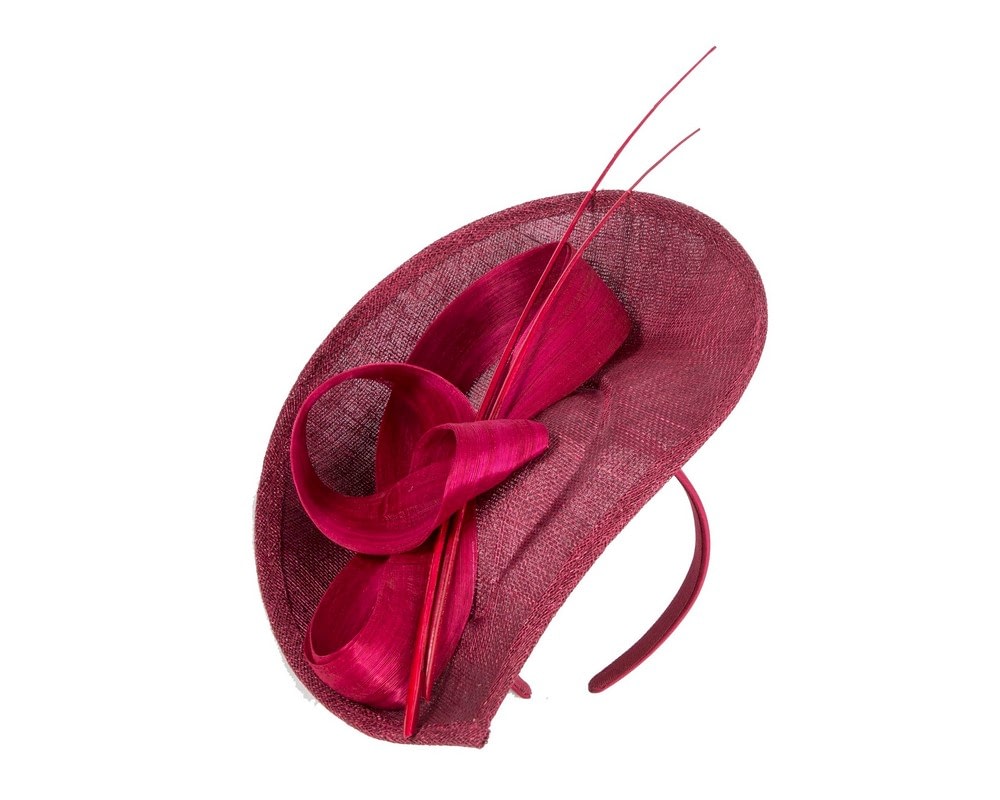 Fascinators Online - Bespoke burgundy sinamay fascinator by Max Alexander