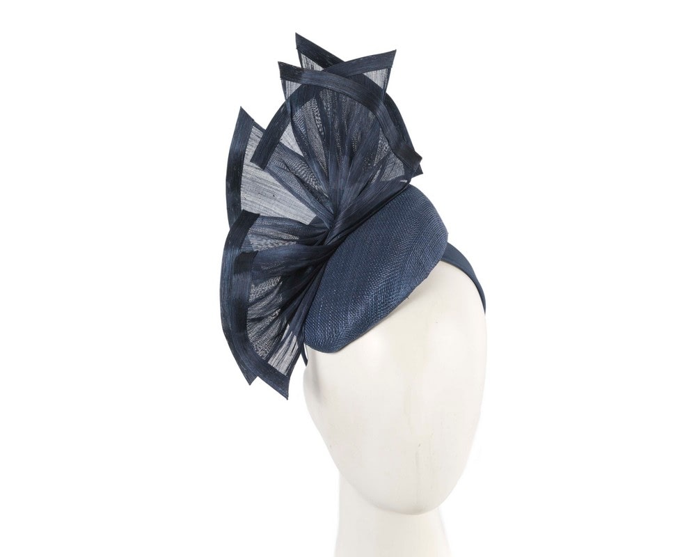 Fascinators Online - Bespoke navy racing pillbox fascinator by Fillies Collection