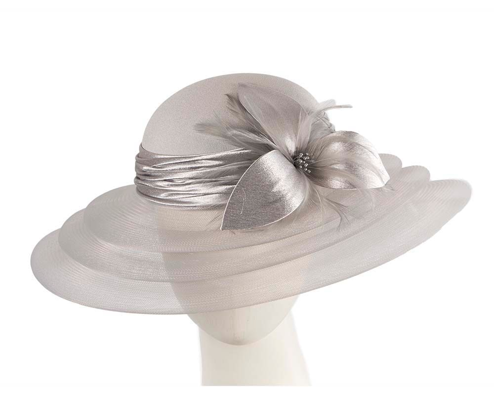 Fascinators Online - Silver custom made mother of the bride hat