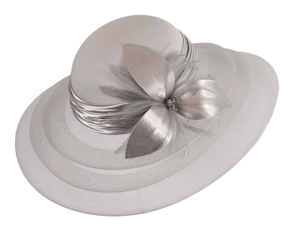 Fascinators Online - Silver custom made mother of the bride hat