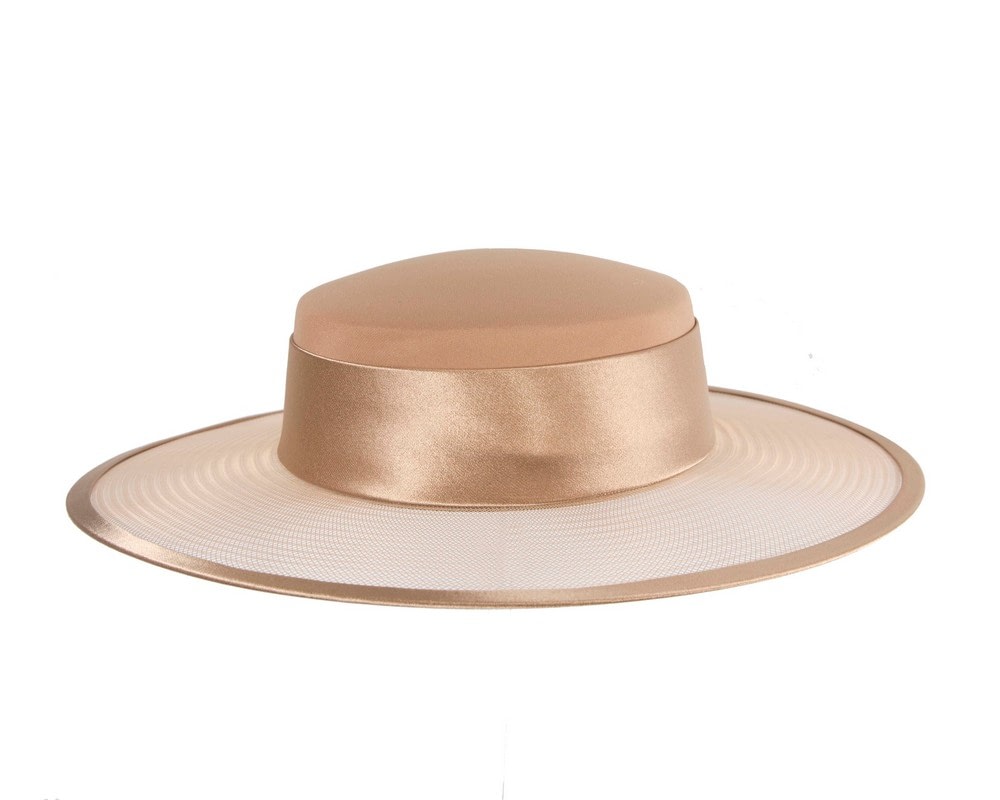 Fascinators Online - Coffee boater hat by Cupids Millinery Melbourne