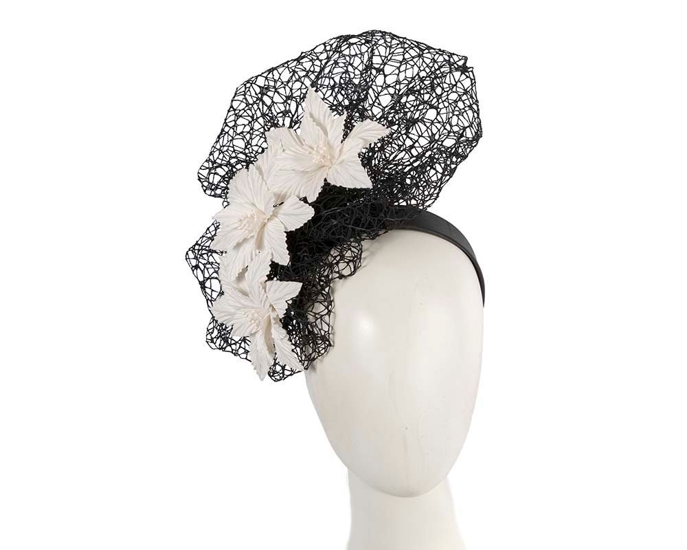 Fascinators Online - Black & cream designers racing fascinator by Fillies Collection