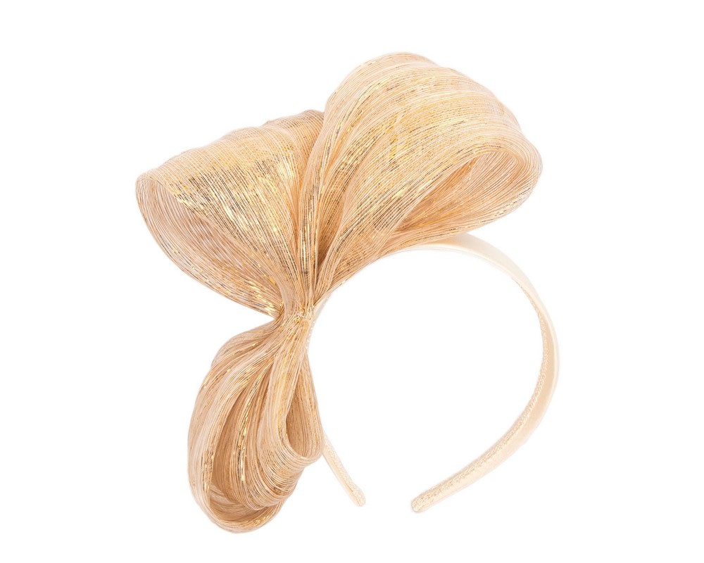 Fascinators Online - Gold bow racing fascinator by Fillies Collection
