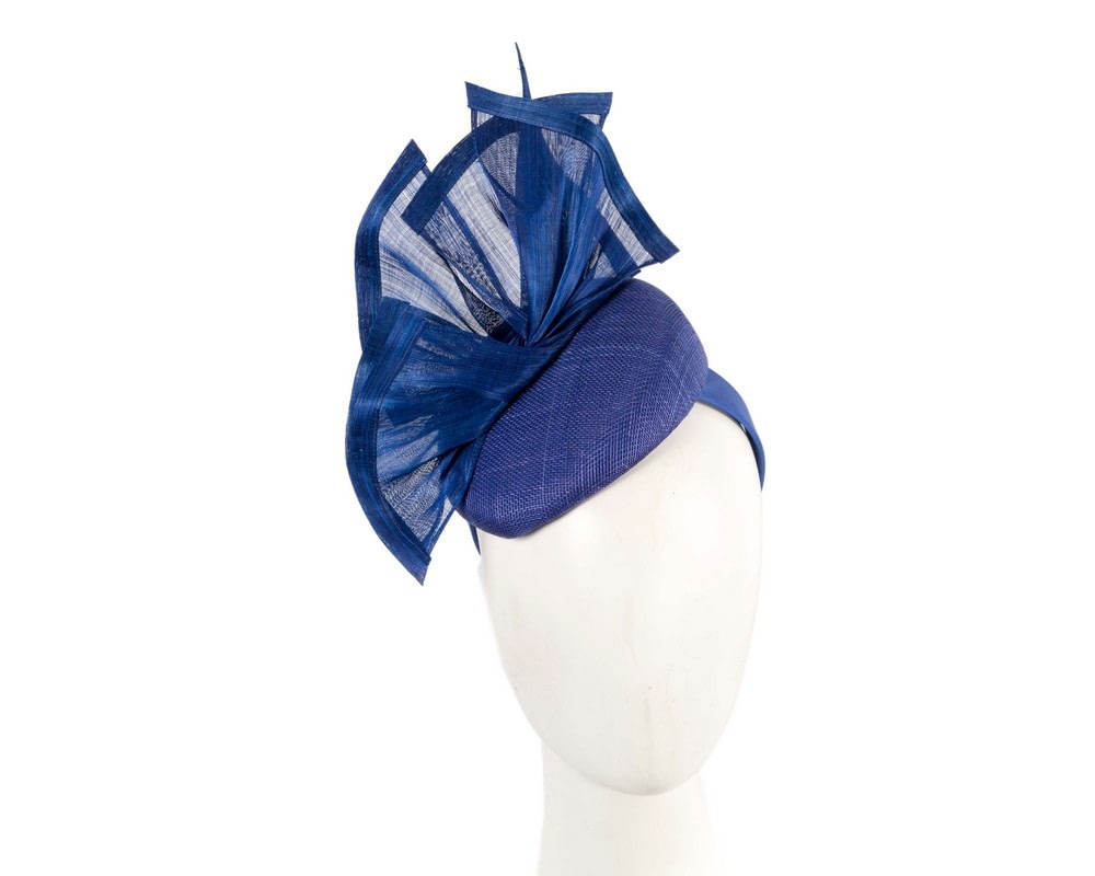 Fascinators Online - Bespoke royal blue racing pillbox fascinator by Fillies Collection