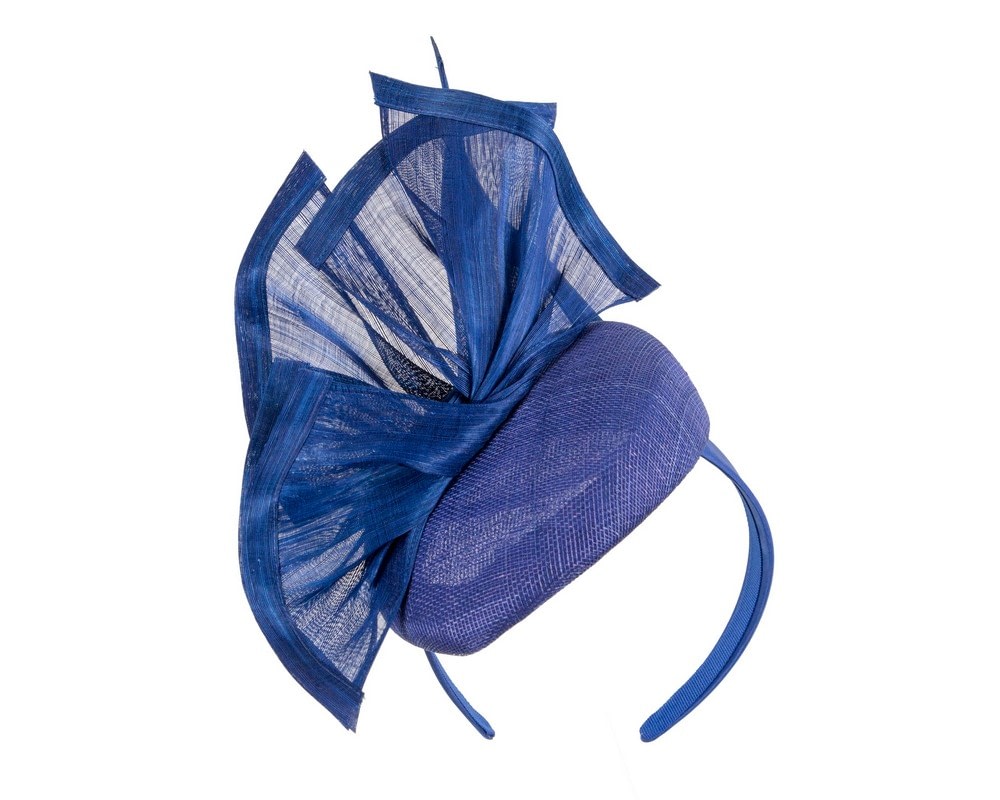Fascinators Online - Bespoke royal blue racing pillbox fascinator by Fillies Collection