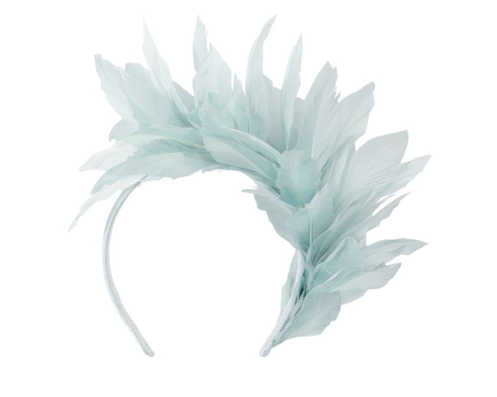 Light blue feather bunch fascinator by Max Alexander - Fascinators Online Light blue feather bunch fascinator by Max Alexander - Image 4