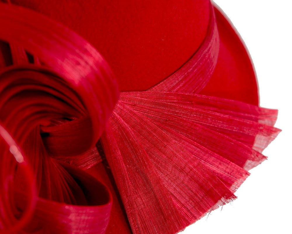 Bespoke red felt fedora by Fillies Collection - Image 5