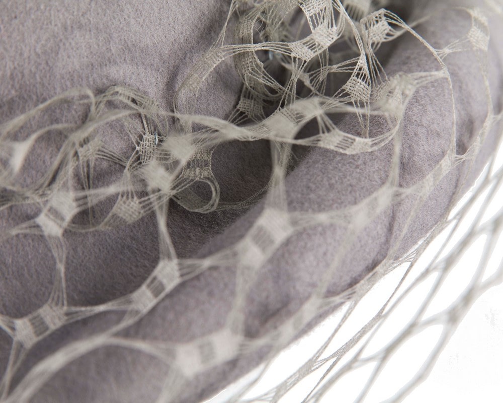 Grey cloche hat with face veil by Fillies Collection - Image 5