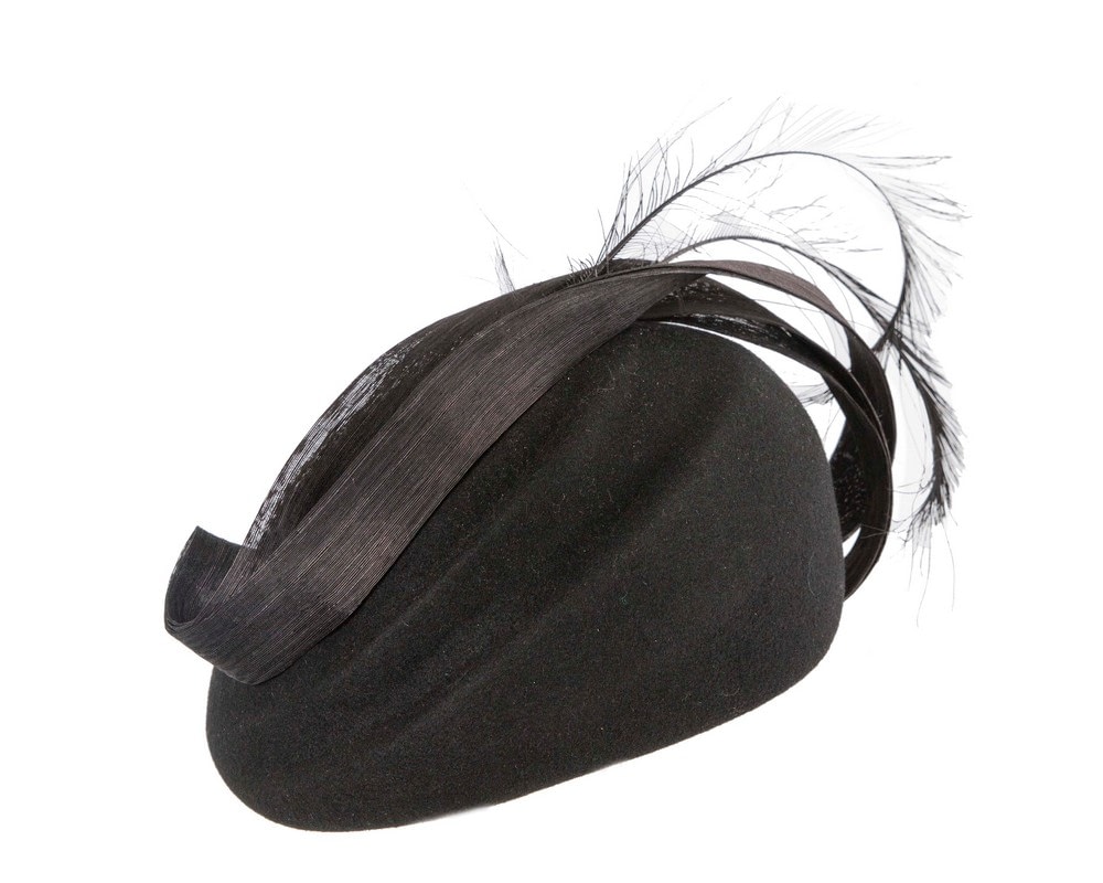 Fascinators Online - Designers black felt hat by Fillies Collection