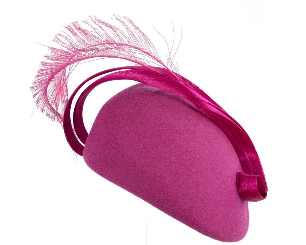 Designers fuchsia felt hat by Fillies Collection - Image 3