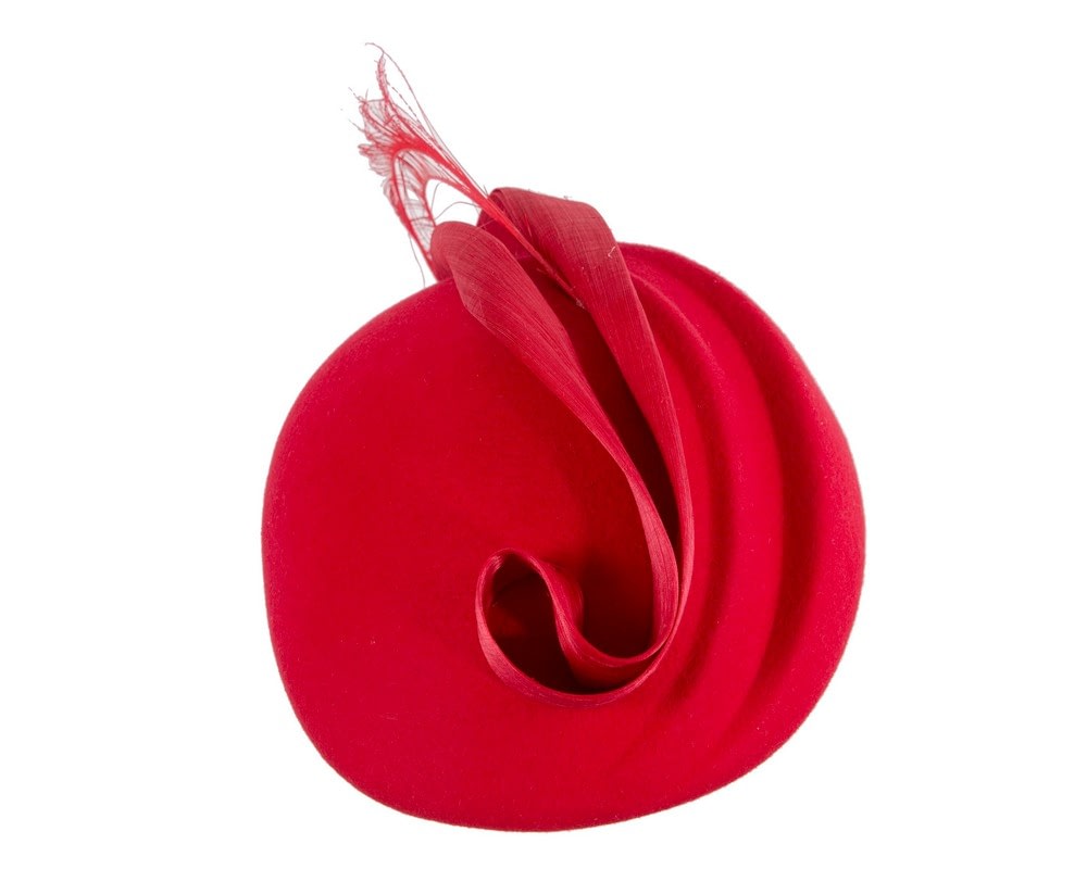Designers red felt hat by Fillies Collection - Fascinators Online Designers red felt hat by Fillies Collection - Image 4
