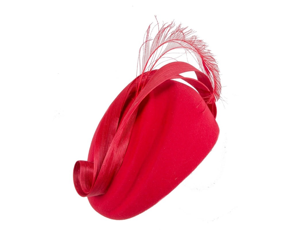 Fascinators Online - Designers red felt hat by Fillies Collection